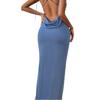 Women Halter Neck Bodycon Maxi Dress Sleeveless Backless Form Fitting Party Dress