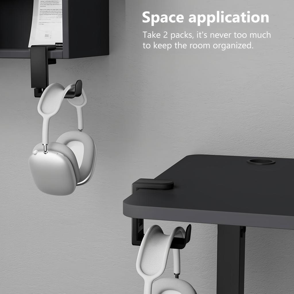 360° Rotating Headphone Stand PC Gaming Headphone Desktop Hook and Cable Clamp Headphone Stand