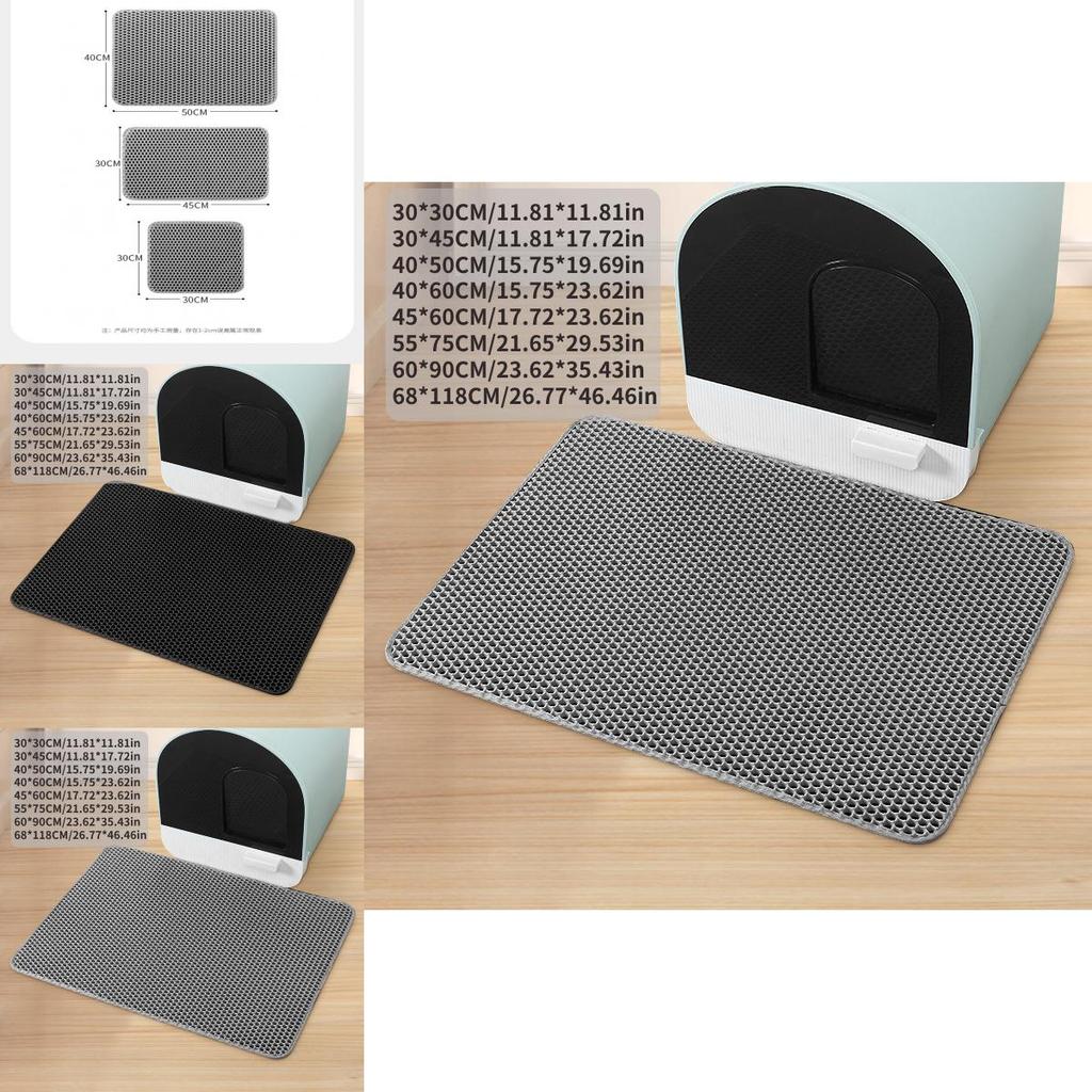 Premium Double-layer Cat Litter Mat Soft Eva Washable Non-slip Large Cat Mat