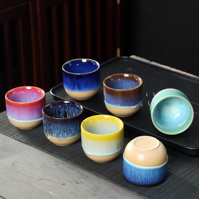 Ofenbrand China Keramik Teetasse Töpferei Jianzhan Trinkgeschirr Temmoku Glasur Porzellan Kung Fu Tassen Set für Wasser Latte Milch