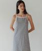 Lingseoul [Length Selection] Sleeveless Stripe Dress-(Medium, Long)