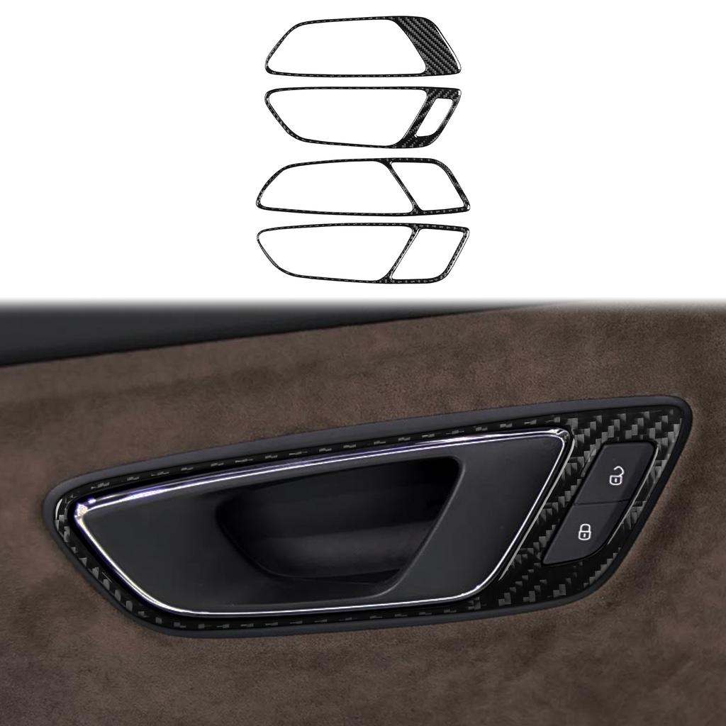 For Seat Leon MK3 2013 2014 2015 LHD RHD Car Door Handle Panel Trim Real Soft Carbon Fiber Sticker