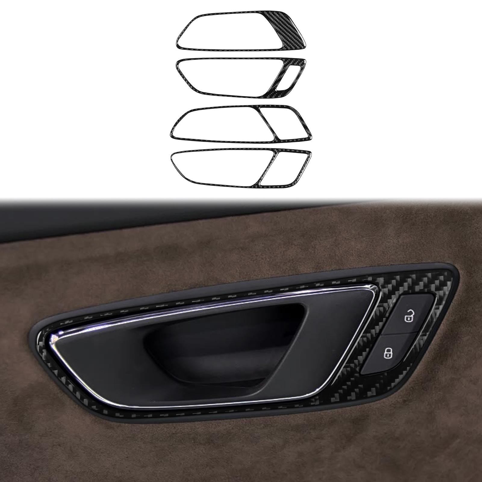 

For Seat Leon MK3 2013 2014 2015 LHD RHD Car Door Handle Panel Trim Real Soft Carbon Fiber Sticker
