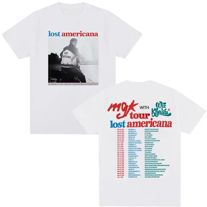 Rapper MGK Lost Americana 2026 Tour Graphic TShirt Unisex Pop Fans Fashion Vintage Loose Cotton TShirt Y2K Streetwear