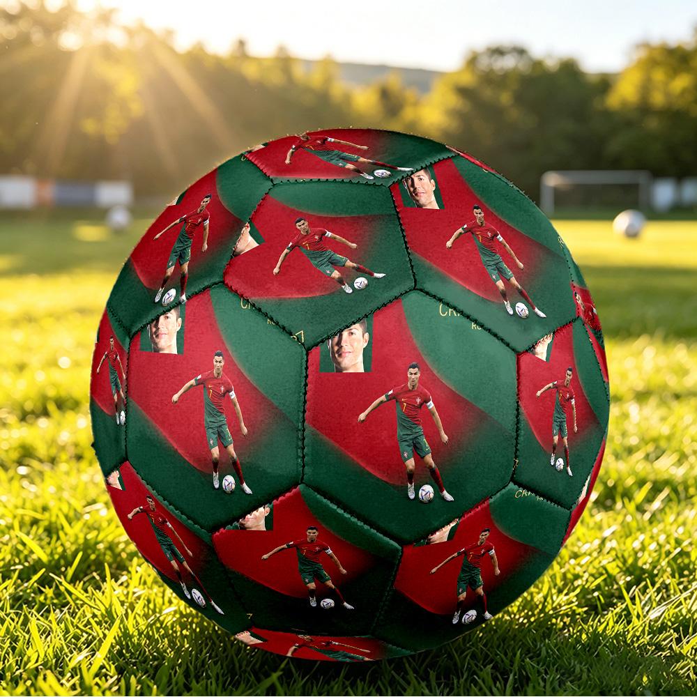 Pallone da Calcio Taglia 5 Stampato Cristiano Ronaldo Resistente all'Usura Standard Allenamento Adulti Regalo per Fan Partite Indoor Outdoor Sport