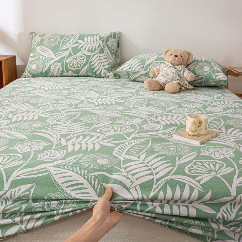 2025 New Old Coarse Cloth Printed Fitted Sheet Pure Cotton 1 Pcsfitted Sheet Protective Cover Dust Cover Non-slip Fitted Sheet