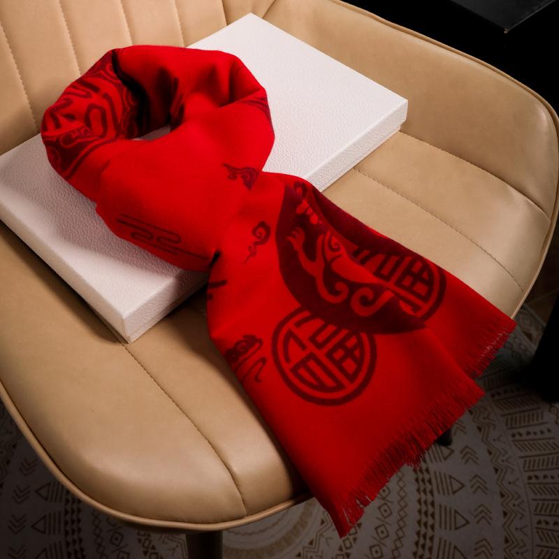 Scarf logo embroidery meeting red scarf, classmate party, birthday gift for the elderly, lucky scarf
