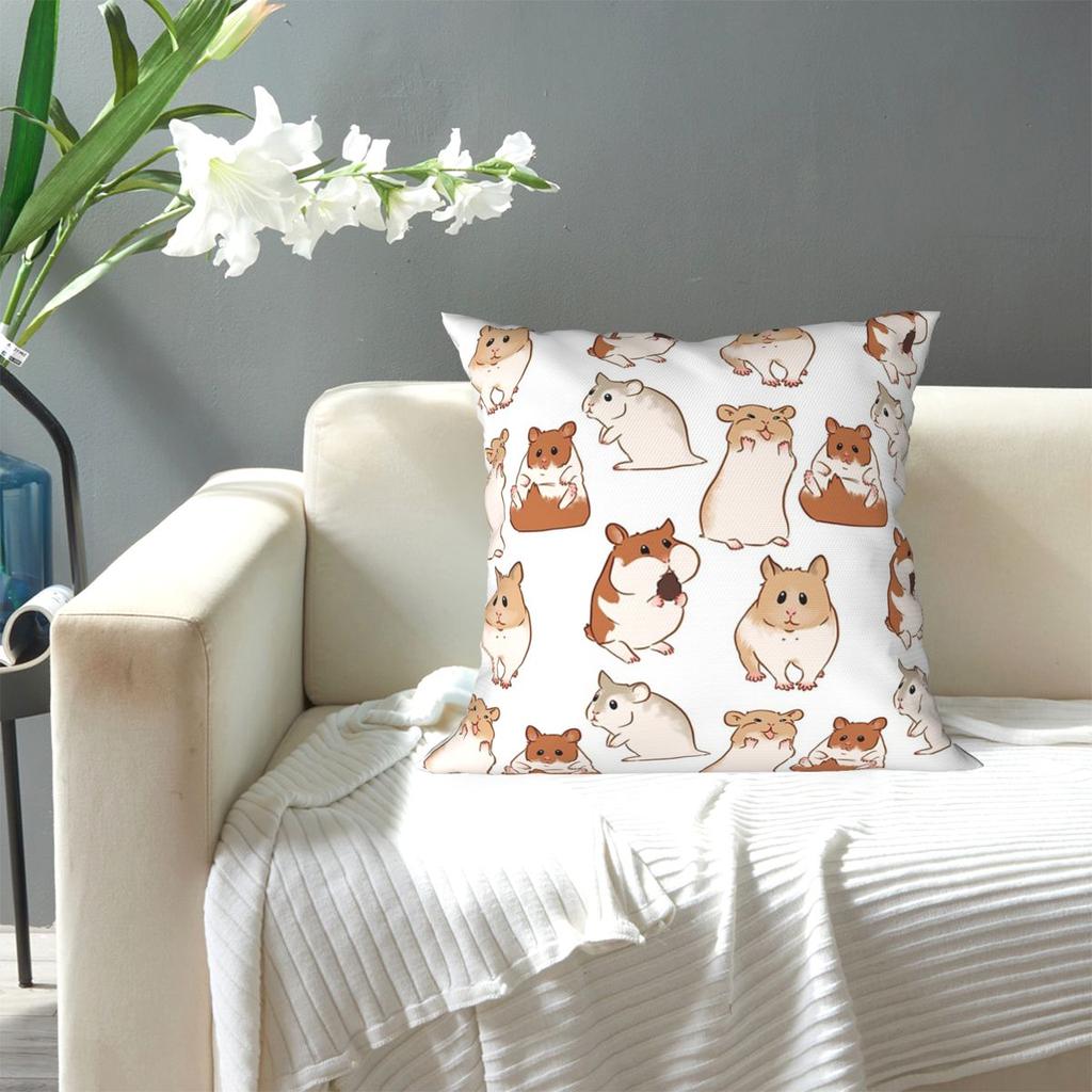 Cute Hamster Pattern Square Pillowcase Pillow Cover Cushion Decor Comfort Throw Pillow for Home Living Room