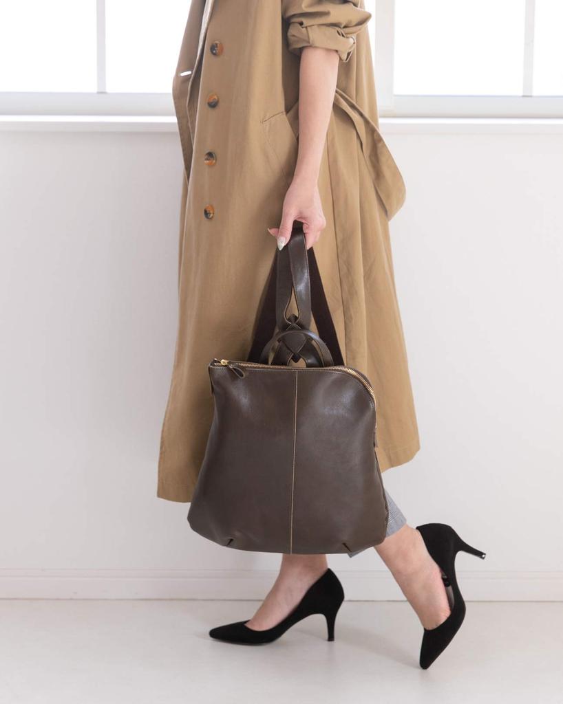 BAG since Imai Bag GENOVA Cowhide Mini Backpack Genuine Leather Made in Japan Zipper Rucksack Stylish Girls Women [IMAI 1977] L-shaped (2670