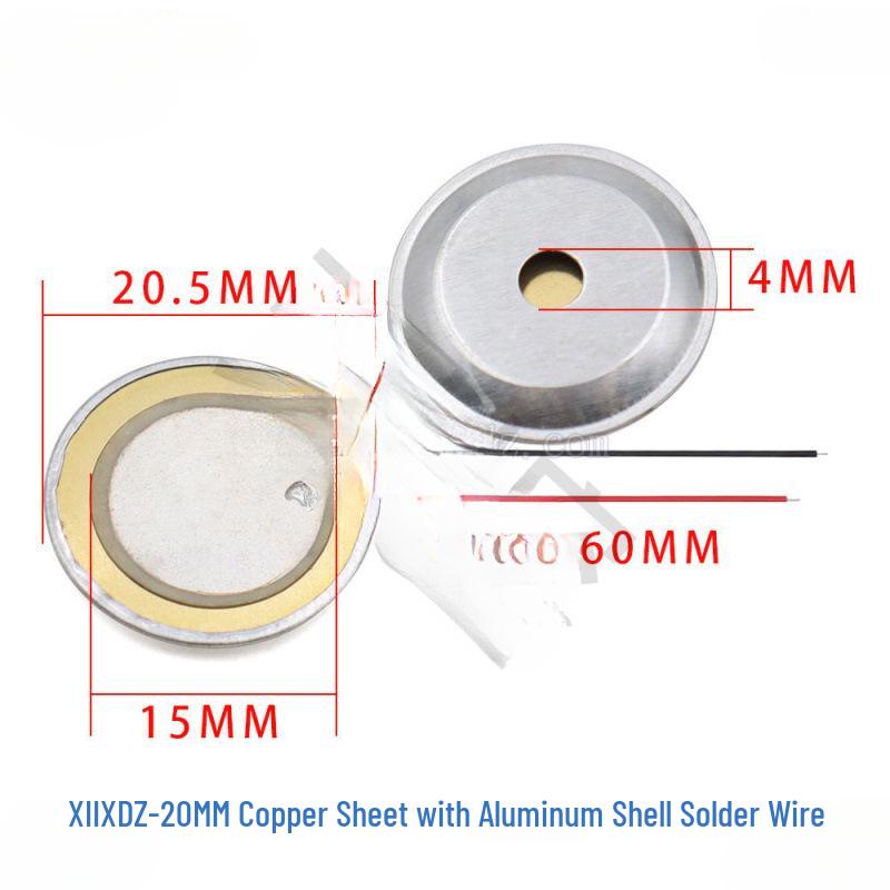 Piezoelectric Ceramic Buzzer with Aluminum Solder & Copper Lead, Diameter Options: 12/15/18/20/27/35/50MM