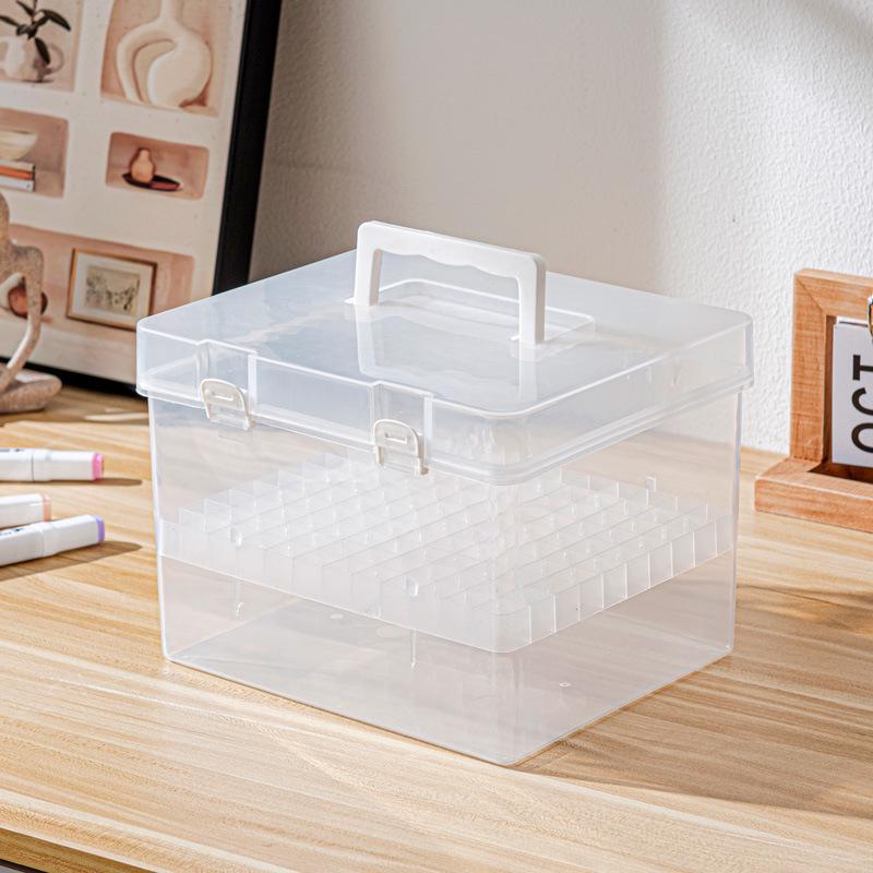 80-Color Portable Marker Pen Storage Box with Transparent Base