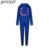 BITCED Women's Spring/Autumn/Winter Sweatshirt Set Foam-Printed Fashion Sports Long-Sleeved Hooded Sweatshirt