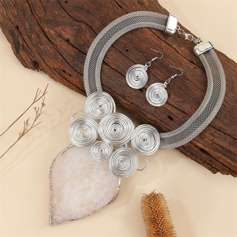 Collier Boucles d'oreilles Feuille Cristal Fait main Vintage Statement Collier Bib Bohème Bijoux Africains Cadeaux
