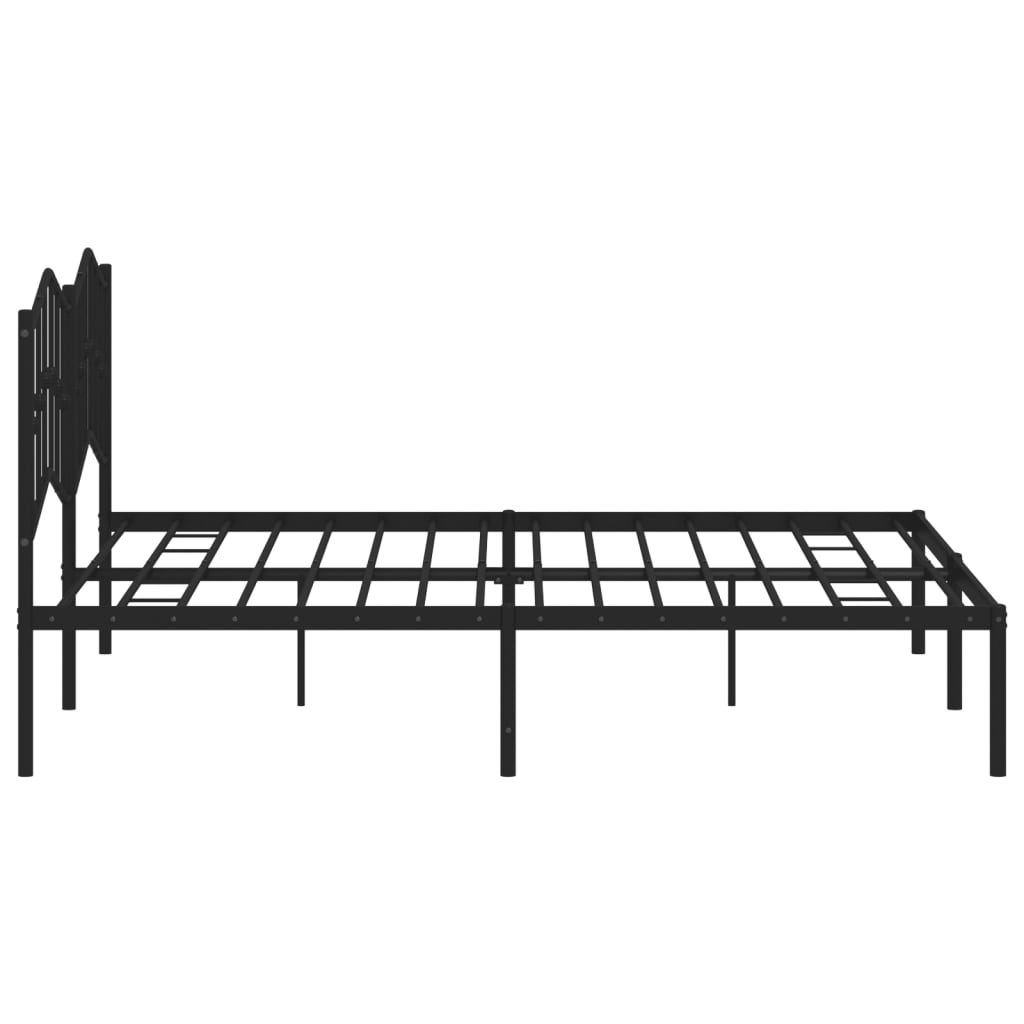 Metal Bed Frame with Headboard Black 160 X 200 Cm