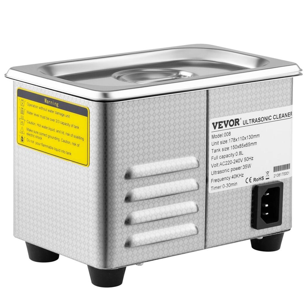 0.8L Ultrasonic Cleaners Digital Heater Timer for Cleaning Jewelry Cleaning Eyeglass 35W Stainless Steel for Commercial Personal Home Use