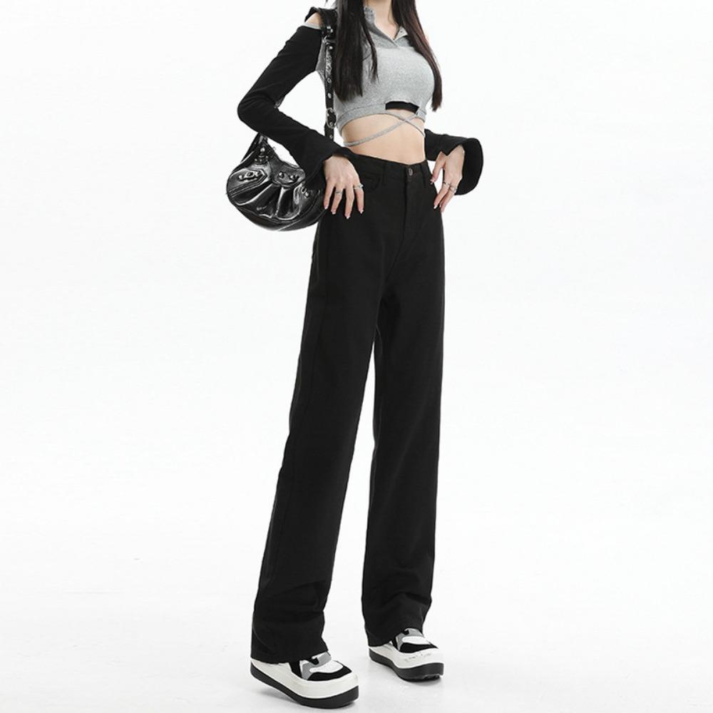 High-waisted Jeans Women's Straight-leg Small 2025 Autumn and Winter New Slim-fitting and Thin Versatile Drape Wide-leg Pants