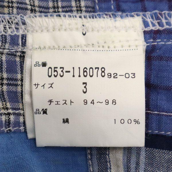 Pearly Gates Check Pattern Golf Short Sleeve Button Down Shirt Patchwork Men's Used