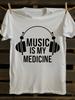Music Is My Medicine' Headphone & Sound Wave Graphic Cotton T-Shirt