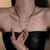 Adjustable Stackable Crosses Chain Jewelry Black Beaded Necklace Double Layer Chain Necklace For Stylish Outfits