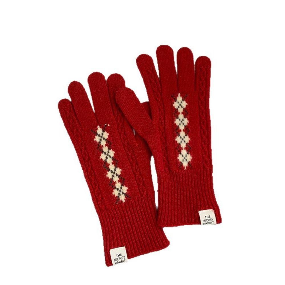Soft Winter Knitted Gloves Fair Island Style Women Cycling Mittens Twists Pattern Gloves  Girls