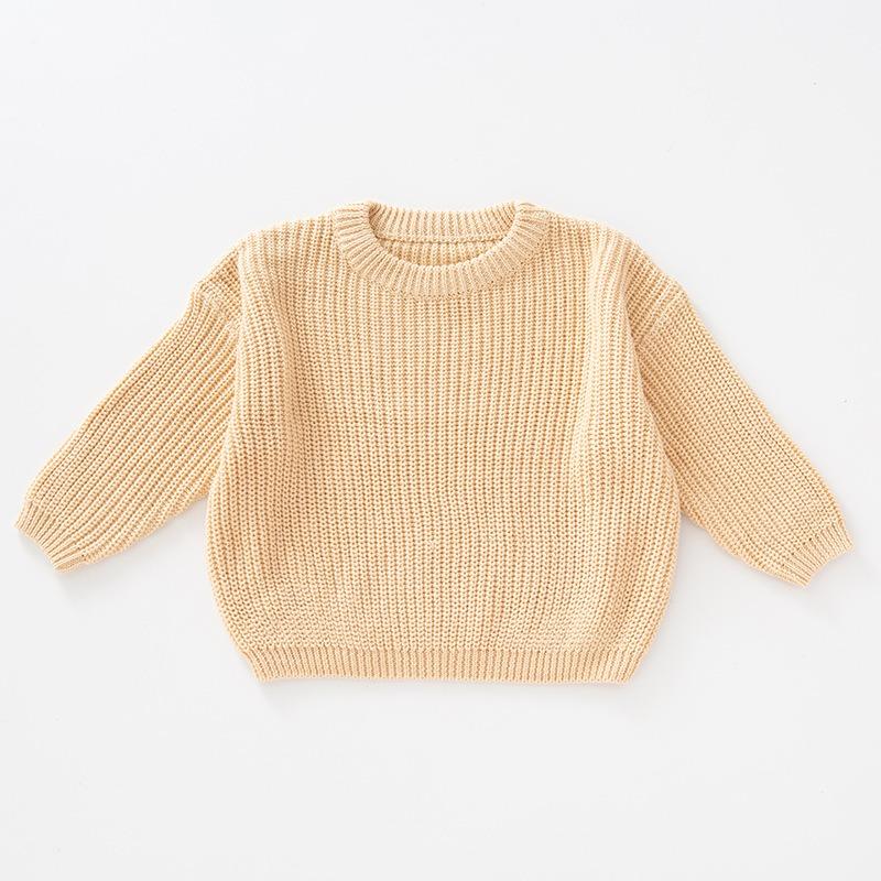 Newborn Baby Girl Boy Knitted Long Sleeve Autumn Winter Sweater Solid Loose Pullover Casual Kids Clothes