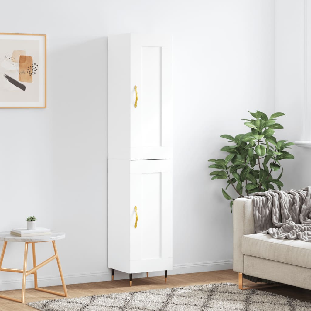 Highboard White 34.5x34x180 cm Particleboard