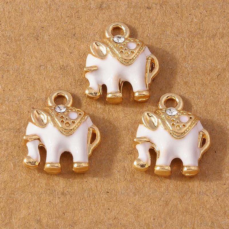 10pcs Enamel Crystal Rhinestones Animal Elephant Pendants Charms for Jewelry DIY Earrings Necklace Bracelet Accessories