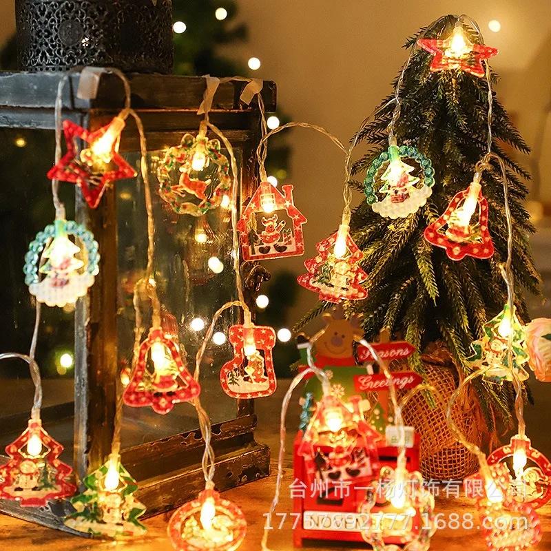 1.5m 10Led Christmas Light String Xmas Elk Santa Claus Xmas Tree Hanging Ornaments Merry Christmas Decor Happy New Year 2025