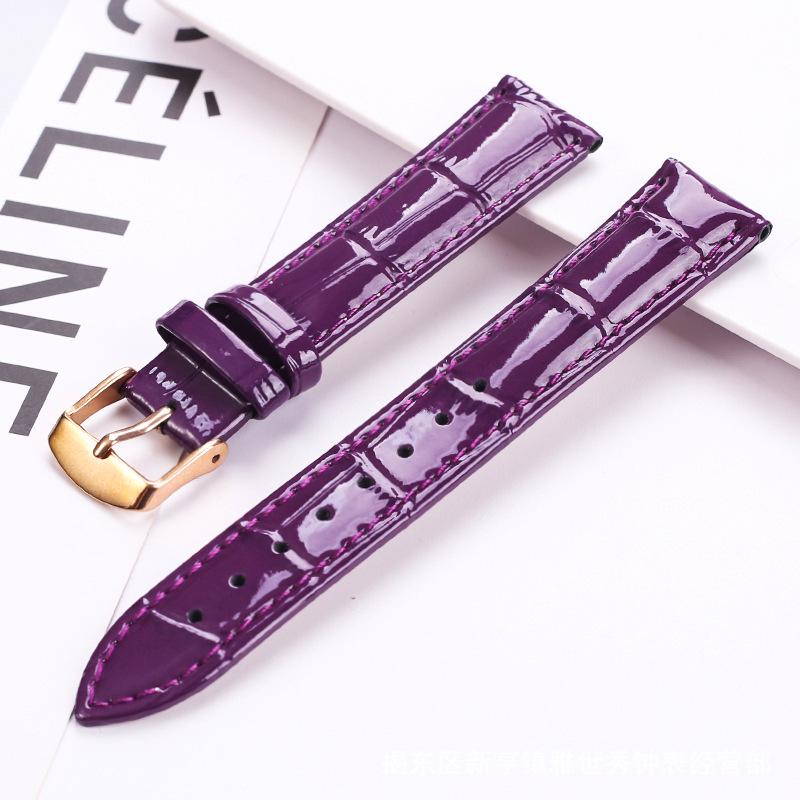 Red Bamboo Joint Pattern Genuine Leather Watch Strap, Unisex