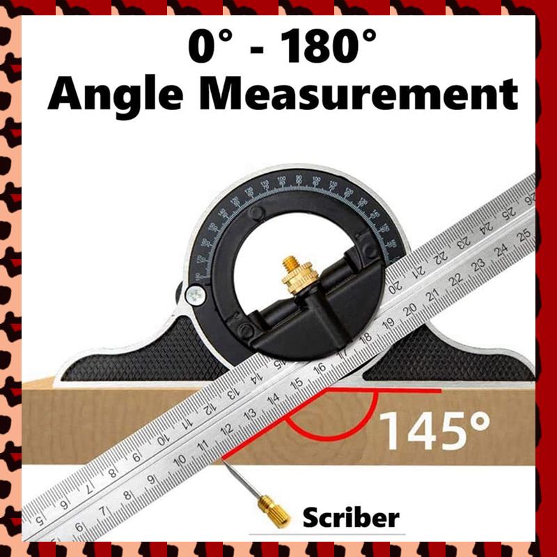 A72P Square Ruler Set Kit 300Mm (12Inch) Adjustable Engineers Combination Try None Right Angle Ruler With Spirit Level Photo Color