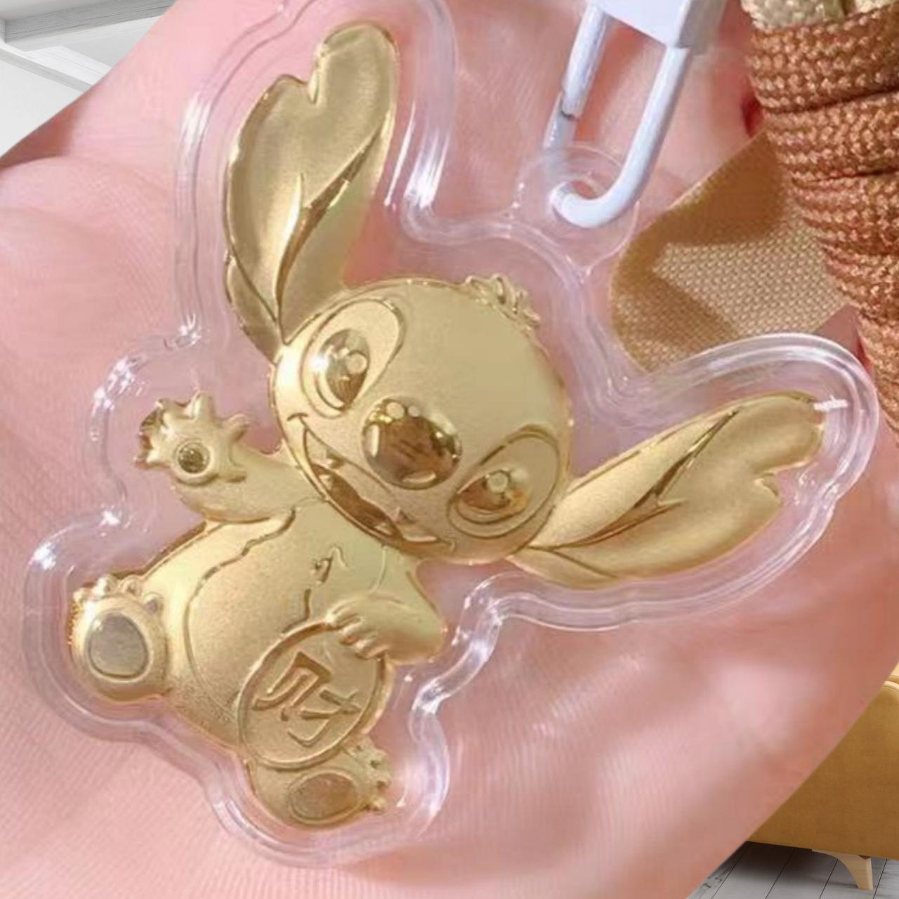 Golden Stitch 999 Gold Keychain Mobile Lanyard Pendant Gift