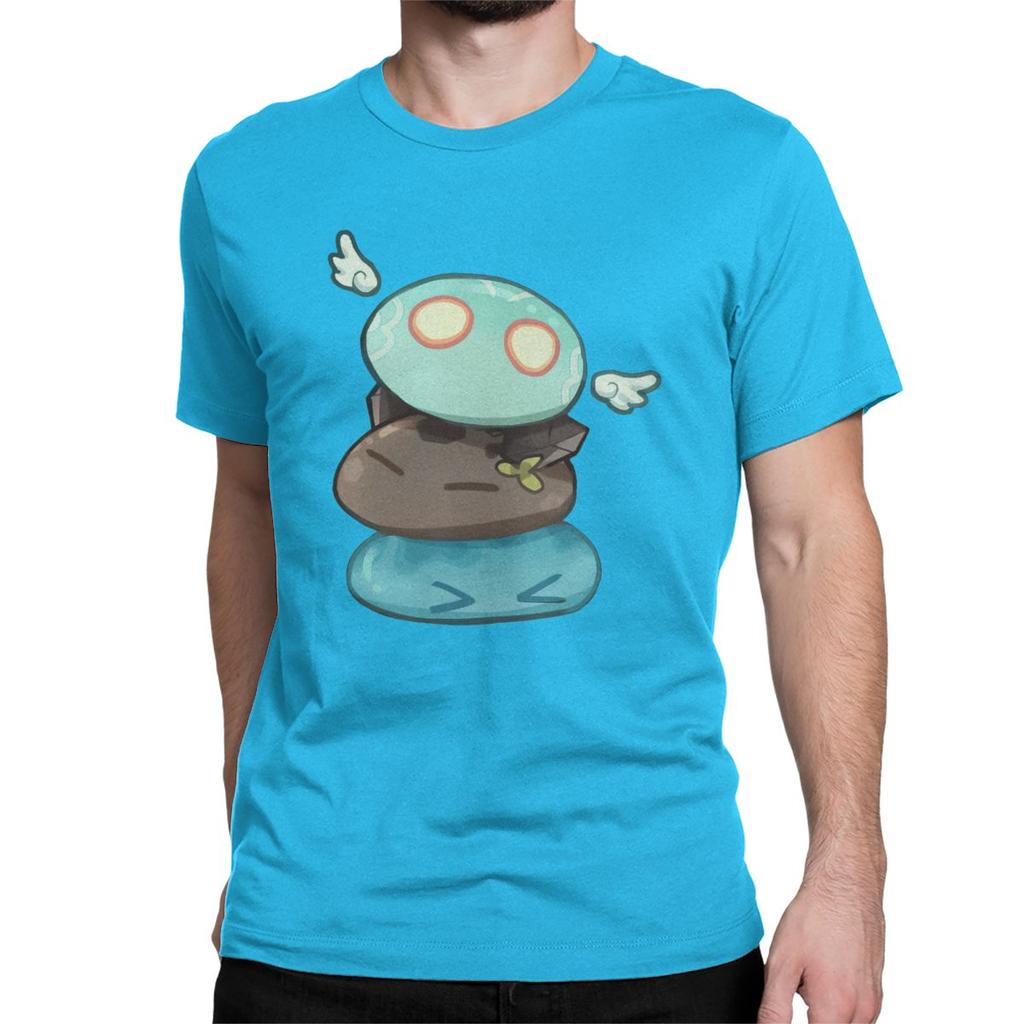Anemo Hydro Slime Genshin Impact Slime Stack T Shirts Men S Cotton Vintage T Shirts