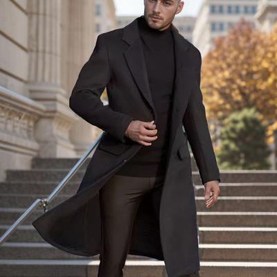 New Extended British Men's Long Trench Coat Woolen Coat Men's Woolen Coat
