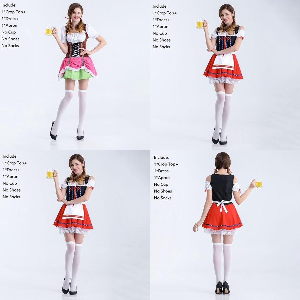 Elegantes Damen Oktoberfest Cosplay Kostüm Deutsches Bier Feiertagsoutfit Dirndl