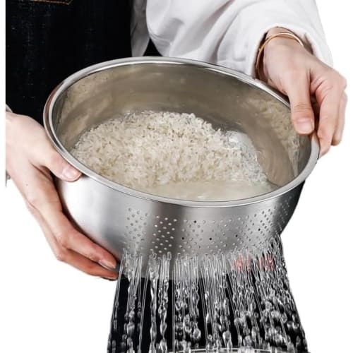 Rice Drainer, Rice Washing Bowl, Rice Washing Bowl, Rice Washing Bowl, Rice Draining Bowl, 304 Stainless Steel Drainage Basin, Kitchen Rice Washing Bo