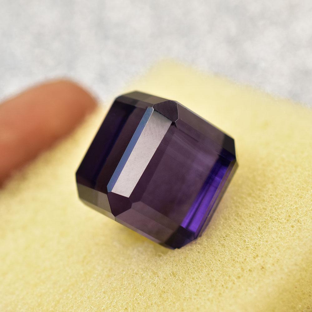 CERTIFIED Natural Purple Amethyst Cube Cut 37.45 Ct Loose Gemstone For Her