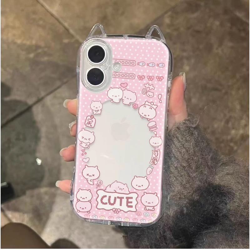 

Cute Pink Rabbit Little Waist Cat Earshell for Apple 16promax Phone Case New Version for IPhone15plus For Apple 7G