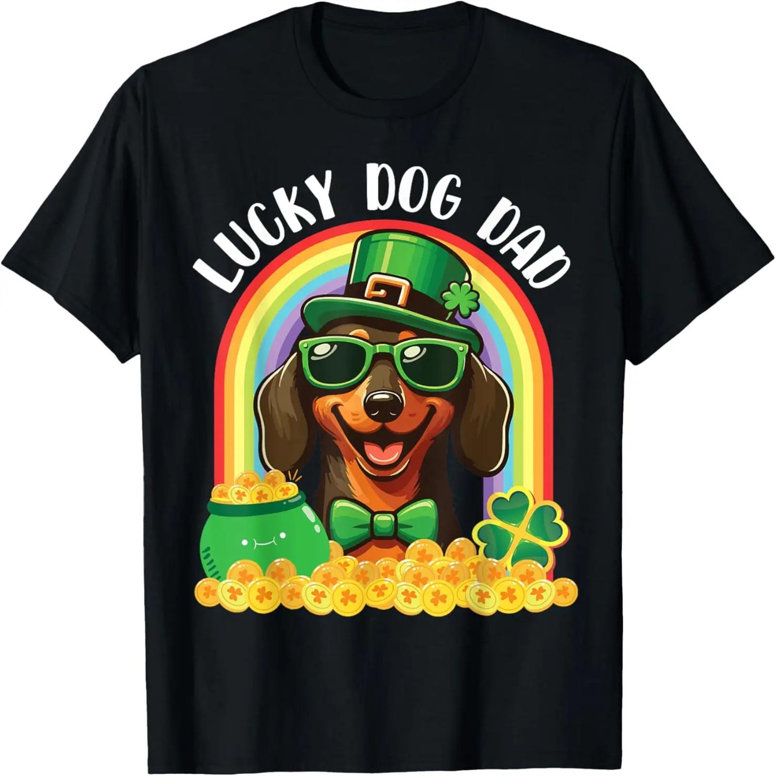 

Горшок Золота Радуга День Святого Патрика Счастливый Такса Собака Папа Футболка XXXXXL чёрный