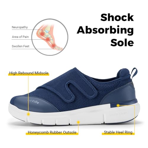 FitVille Men's Wide, Lightweight Nursing Shoes, Fits 6E, 4E, and 2E, Adjustable, Easy To Put On, Rehabilitation Shoes, Elderly Shoes, Comfortable, Bre