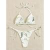 Neck Women's Two-Piece Bikini, Suspender Bra, V Bottom, Women's Swimwear and Apparel