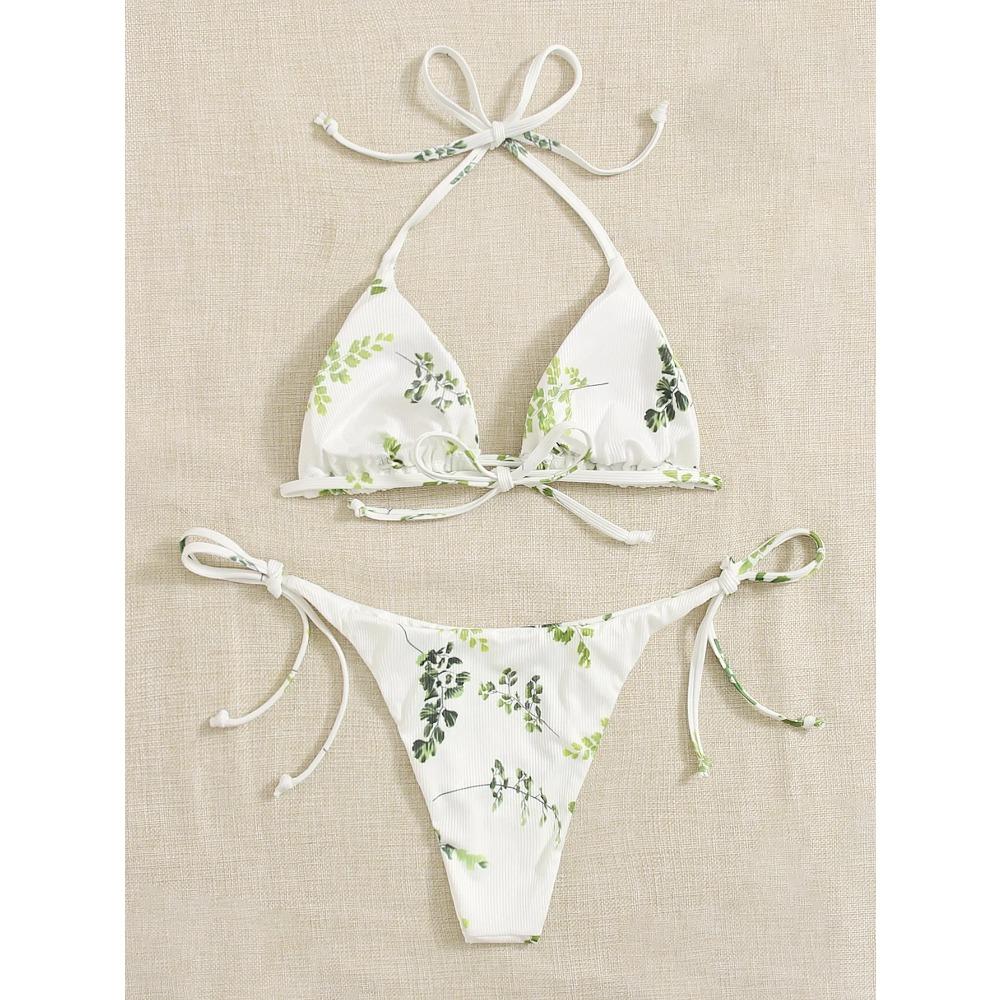Neck Women's Two-Piece Bikini, Suspender Bra, V Bottom, Women's Swimwear and Apparel