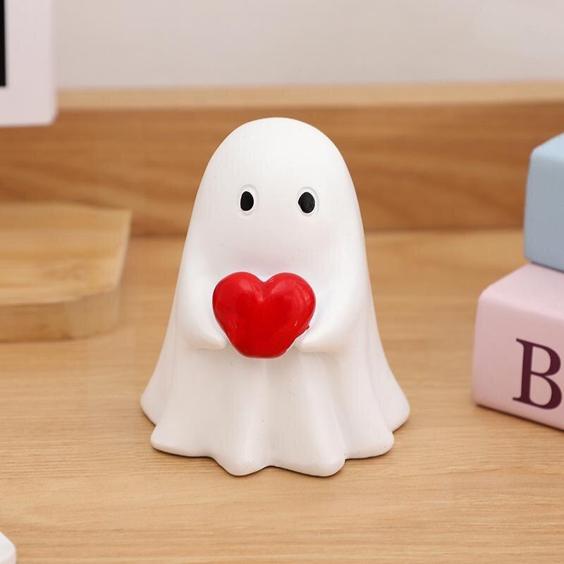 Süße Geisterstatue mit Mittelfinger, kleine gruselige Geisterfiguren, Halloween-Wohndekoration, Couchtisch-Mittelstück-Regal