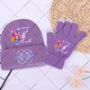 2 Stück Kpop Dämonenjäger Strickmütze und Handschuhe Set Cartoon Anime Buchstaben A-Z Gedruckt Winteraccessoires Jungen Mädchen Niedliche Mützen