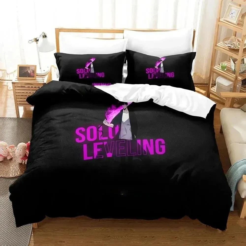 Comforter 3D Print Fashion Anime Ssolo Leveling Bedding Set Bedroom Soft Modern S Comefortable
