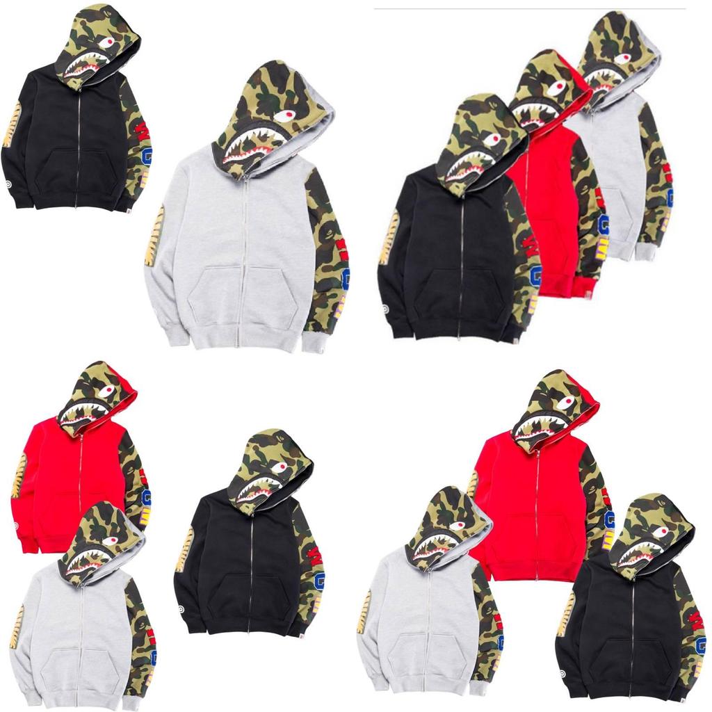 Trendy Shark Camouflage Zip-up Hoodie For Men And Women Featuring Comfortable Cotton Blend Fabric