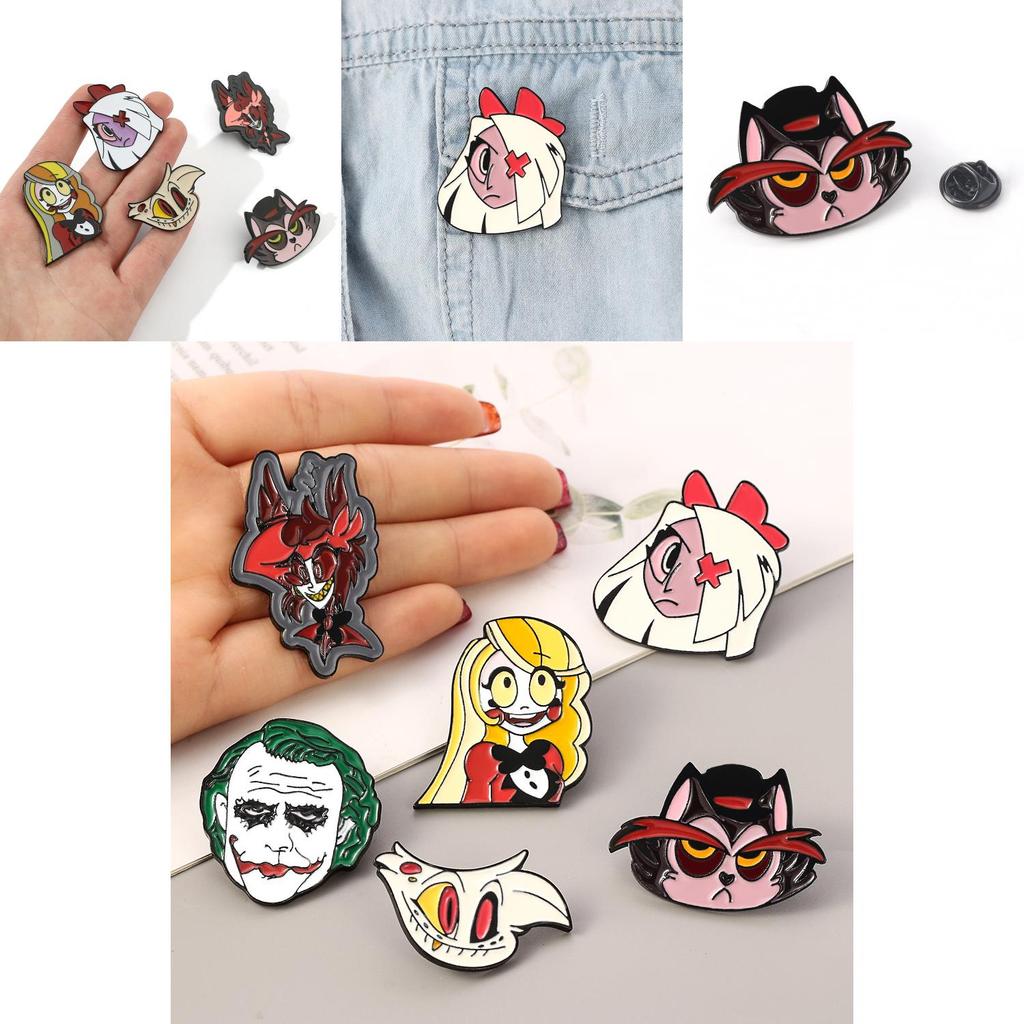 Hazbin Hotel Cartoon Drip Oil Alloy Brooch Geometric Style Factory Direct Sales