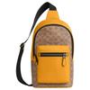 West 20 Pack Logo Sign Zip Closure Coated Canvas Chest Bag Small Men's Tan with Yellow