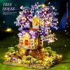Mini Sakura Tree City Series Building Blocks Cherry Blossom Architecture Bricks Treehouse Model Gift for Girls and Kids