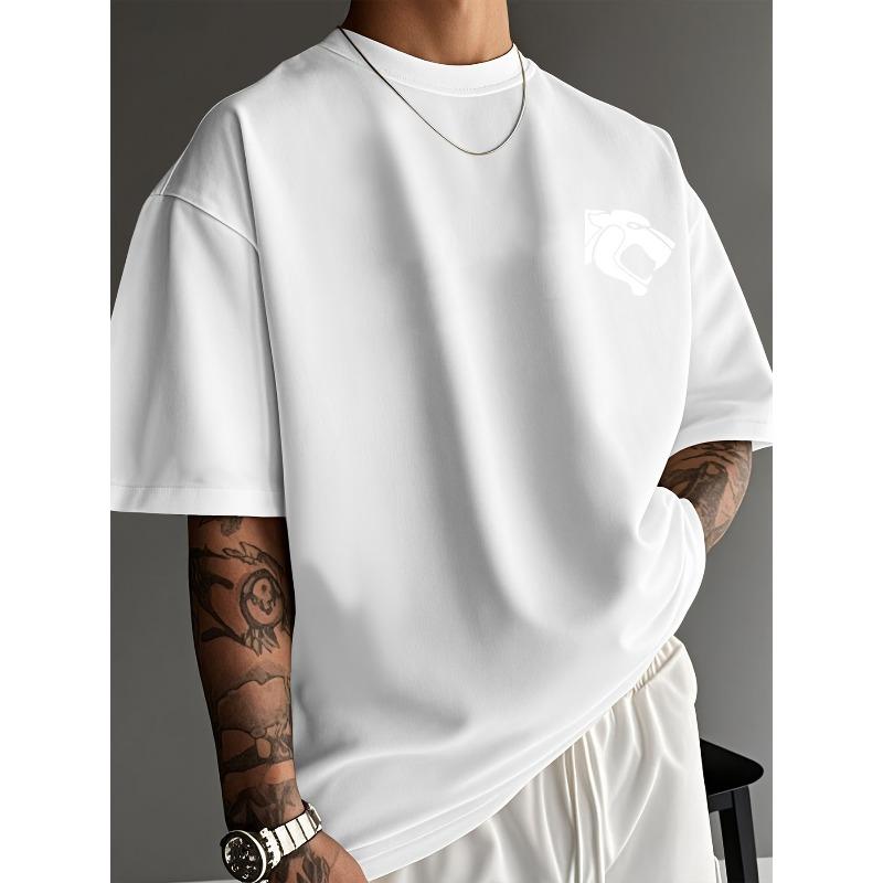 European Size A Creatively Designed Round-Neck T-Shirt with Unique Front And Back Prints, This Men'S Casual Tee Is Made from cotton Knit Fabric.