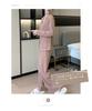 DayaEmmoTQ Striped Long Comfortable to the Korean Top and Bottom and Perfect for Cold Perfect for and Spring Women's Pajamas, Open-Front Lapel, Thin,